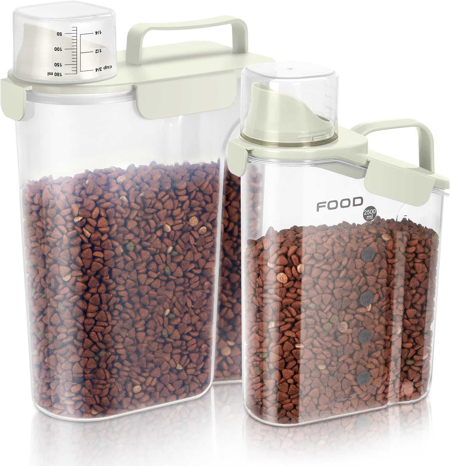 8-12 LBS Cat Dog Pet Food Storage Container, Plastic Dispenser Upgraded Large Nozzle, BPA-free, With Sealed Clasps, Measuring Cup and Handle, Easy to Clean and Carry -2 Packs Beige 8-12 LBS Cat Dog Pet Food Storage Container, Plastic Dispenser Upgraded Large Nozzle, BPA-free, With Sealed Clasps, Measuring Cup and Handle, Easy to Clean and Carry -2 Packs Beige