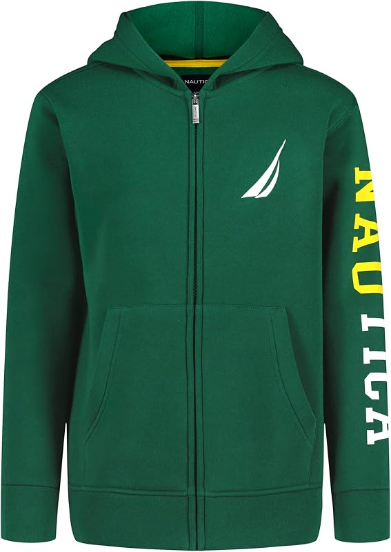 Boys' Long Sleeve Fleece Full Zip Hoodie, Comfortable, Relaxed Fit