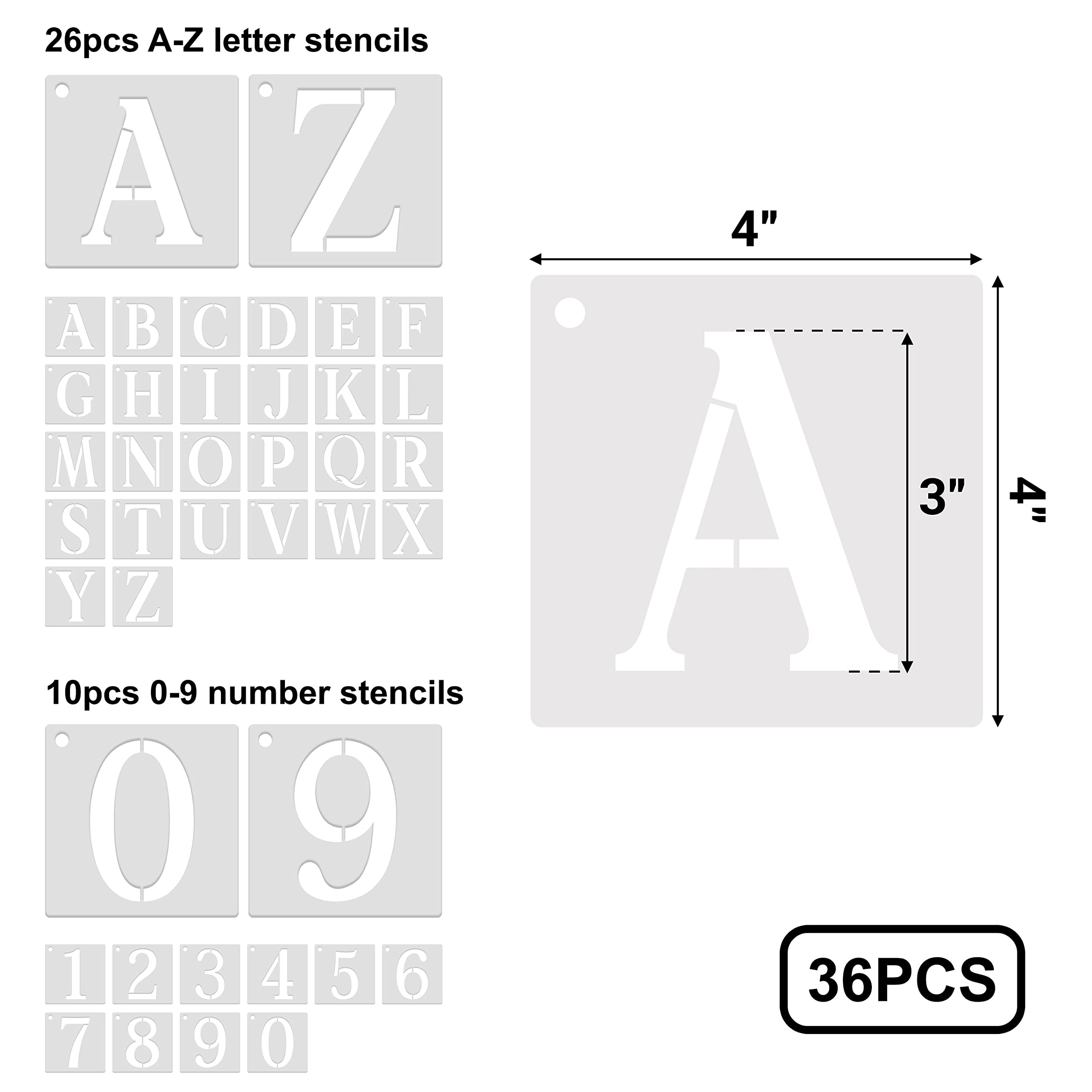 Black, 4-inch free letter stencil.
