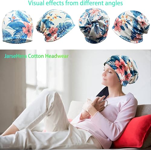 Miniatura 2 de JarseHera Gorro holgado de mujer con encaje de algodón, gorros para quimioterapia, gorros para el cáncer, turbante