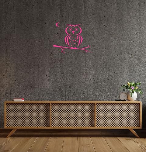 Miniatura 5 de Owl Bird in Tree Branch Moon for Hood Decor Removable Stylish Sticker Unique Design Any Vehicle tk50 (15in x 12in, lime green)