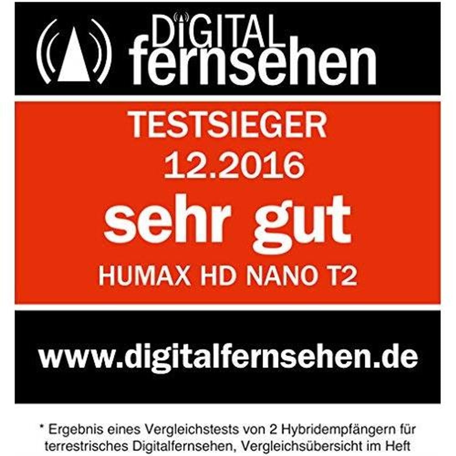 Humax Digital HD NANO T2 HD-Receiver (DVB-T2/T, HbbTV, PVR-Ready, freenet TV, HDMI, USB) Schwarz