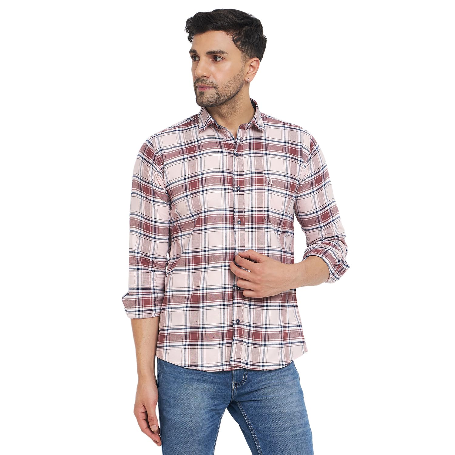 Duke Stardust Men Full Sleeve Checkered Cotton Shirt (SDO8CKJ_Mauve_L)-picture-20