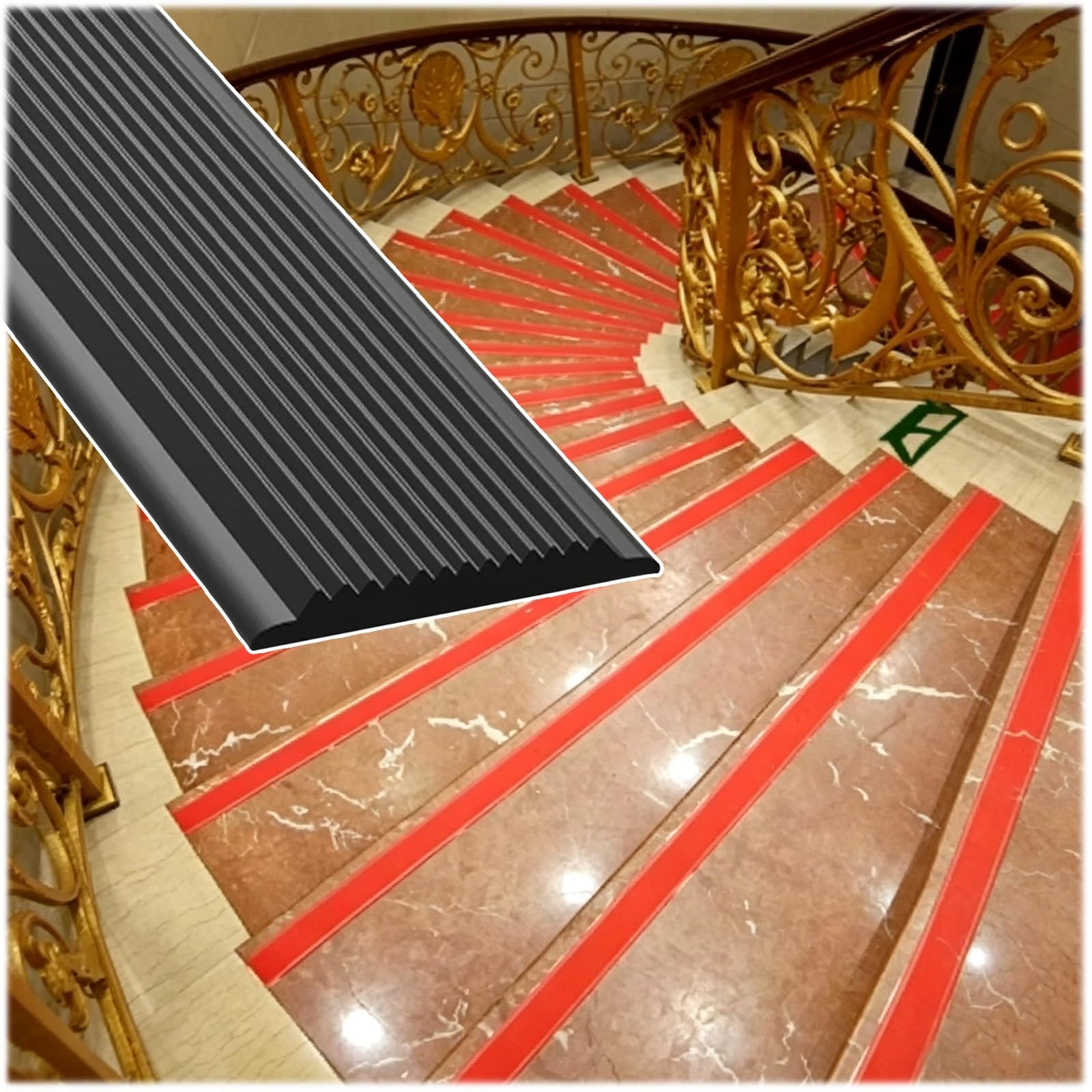 Nez de marche escalier noir de 5 cm pour sécuriser l'escalier de la maison familiale