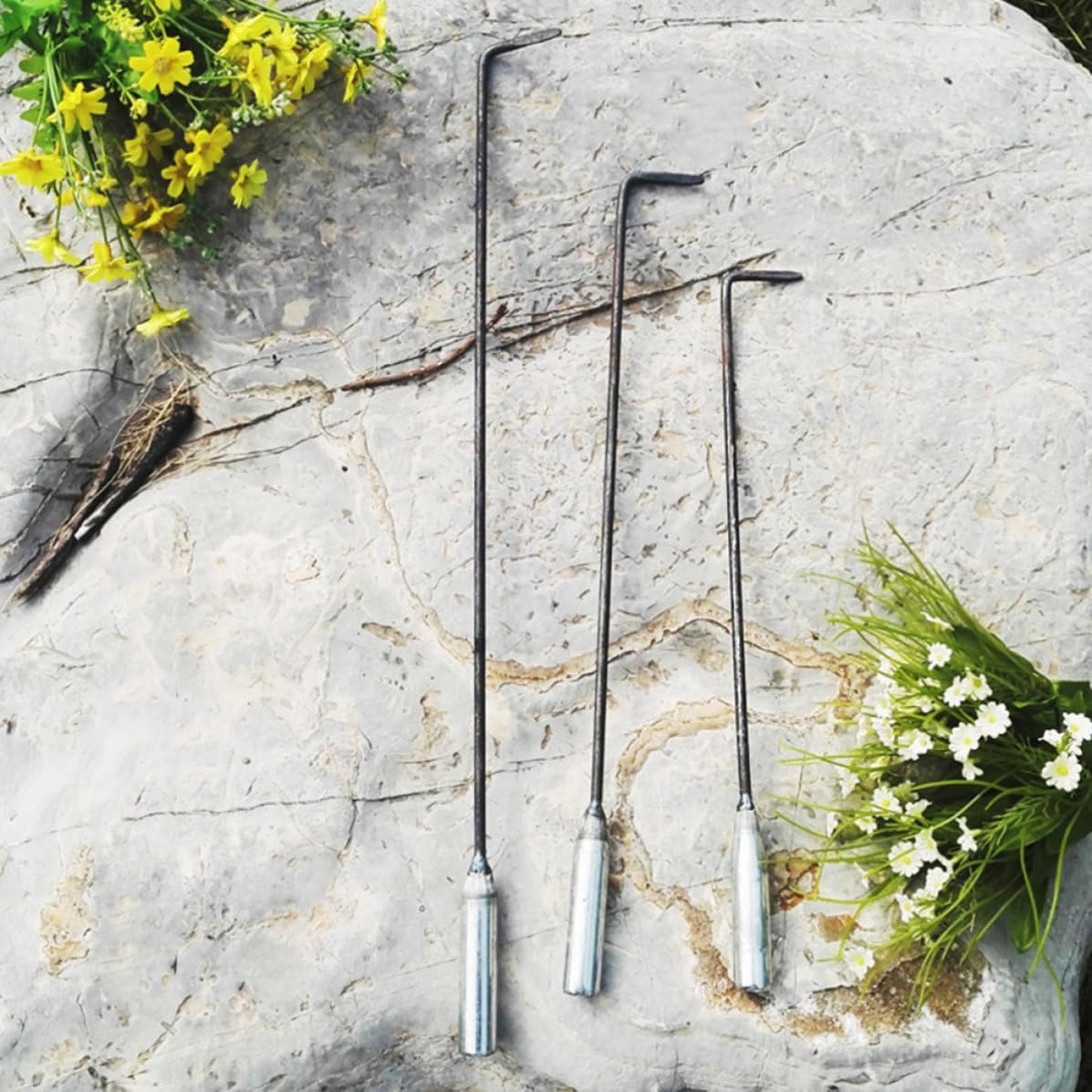8pcs Steel Fire Pit Poker Stick for Stove and BBQ Ash Cleanup