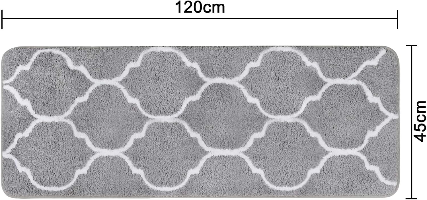 Homcomoda Bath Mats Microfiber Non-Slip Bath Rugs for Bathroom 17.72 x 47.24(Grey)