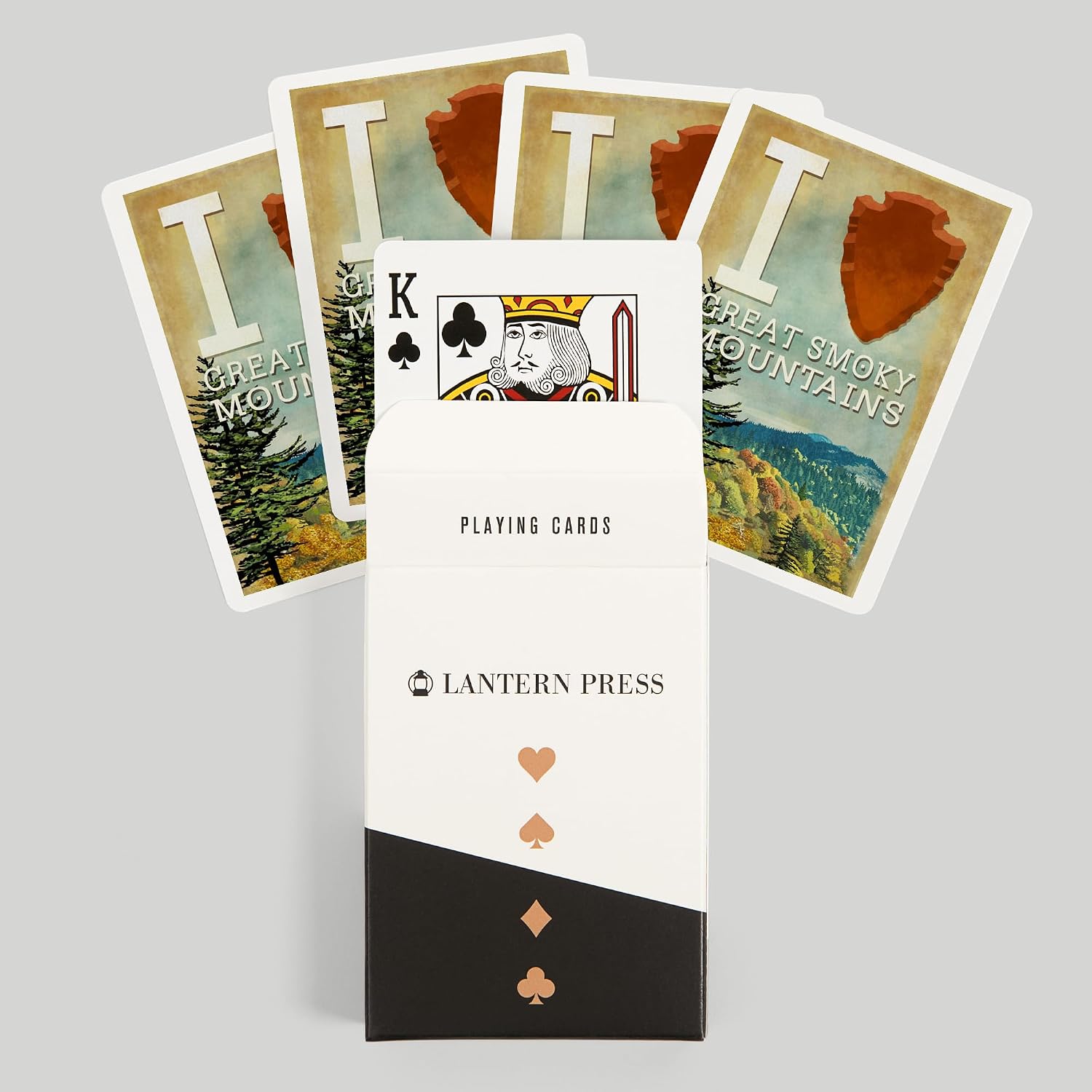 Lantern Press Great Smoky Mountains, Tennessee, I Heart Great Smokey Mountains, 52 Playing Cards for Adults, Poker Size Card Deck