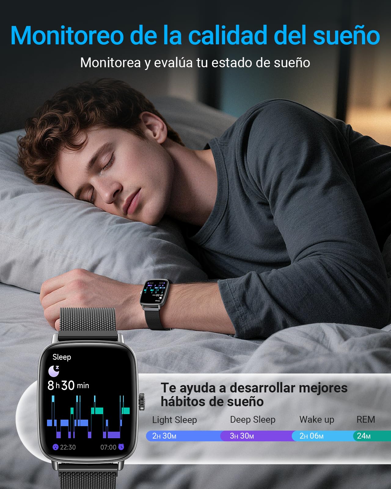 Fitpolo Reloj Inteligente Hombre, 1.85" Smartwatch con Llamadas Bluetooth y Whatsapp Notificación, Pulsómetro, IP68 Pulsera Actividad con 100+ Modos Deportivos, Monitor de Sueño para Android iOS