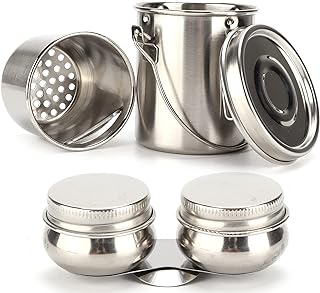 Beufee Stainless Steel Brush Washer, Portable Brush Cleaner Metal Brush Washer with Lid and Filter Brush Washer for Oil Pa...