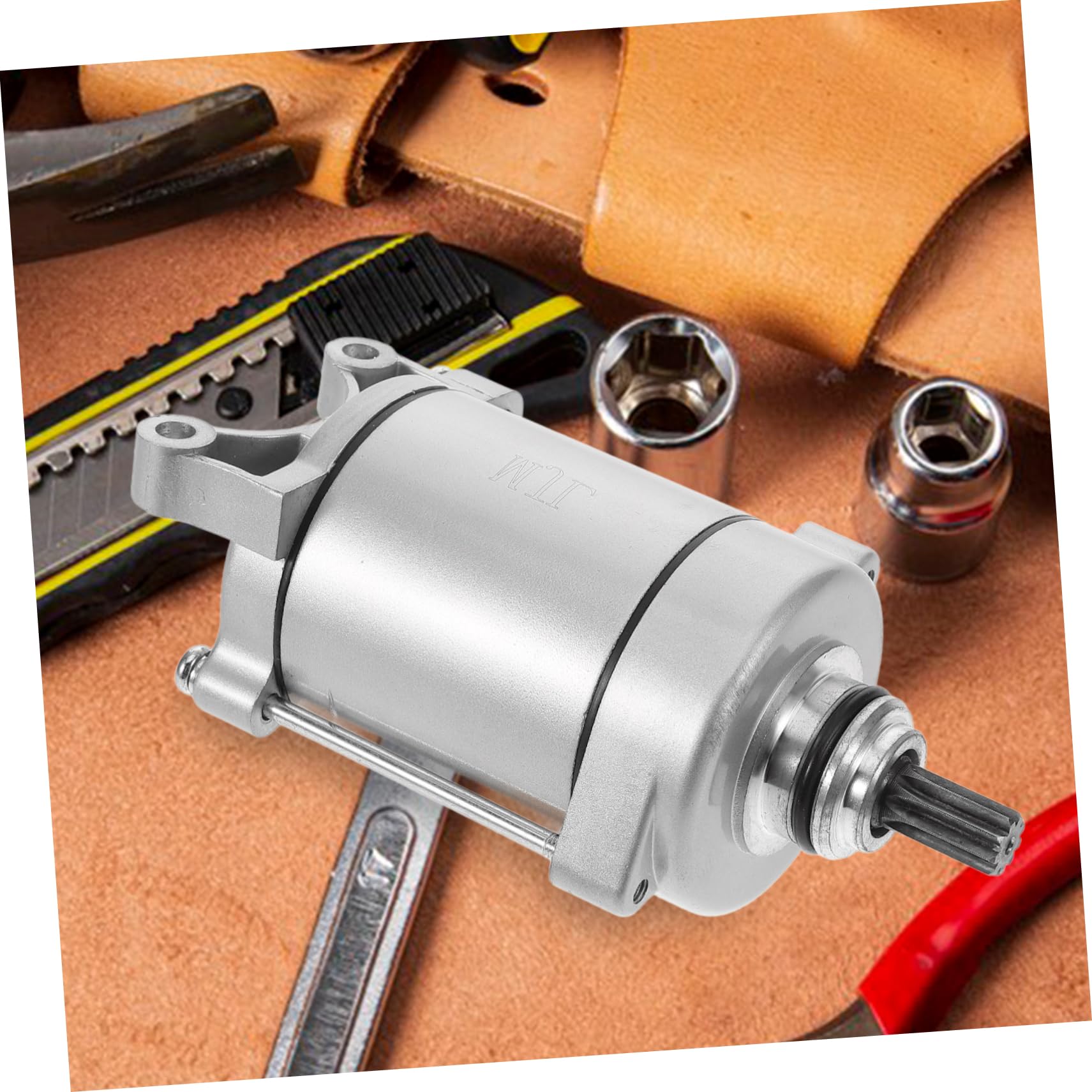 Motor de Arranque de Motocicleta 9 Dientes Metal Plata | Instalación Sencilla, Rendimiento Superior de Arranque, Longitud de Diente 2, 2cm y Distancia entre Orificios 5, 3cm