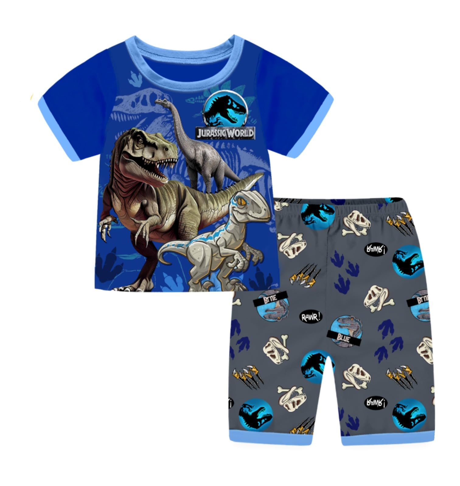 KEASHOPPE Boys Cartoon Glow in Dark Printed Half Sleeves T-shirt with Shorts