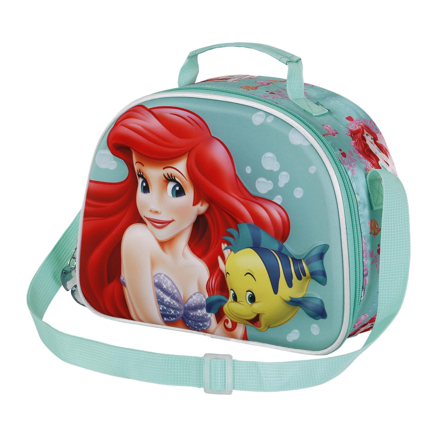 Disney Princesas, Bolsa Portamerienda 3D, 25.5 x 20 cm, Azul Ariel