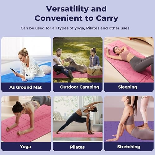 Miniatura 7 de Esterilla de yoga plegable para viajes, plegable, gruesa, ecológica, elastómero termoplástico, antideslizante, esterilla de yoga para entrenamiento