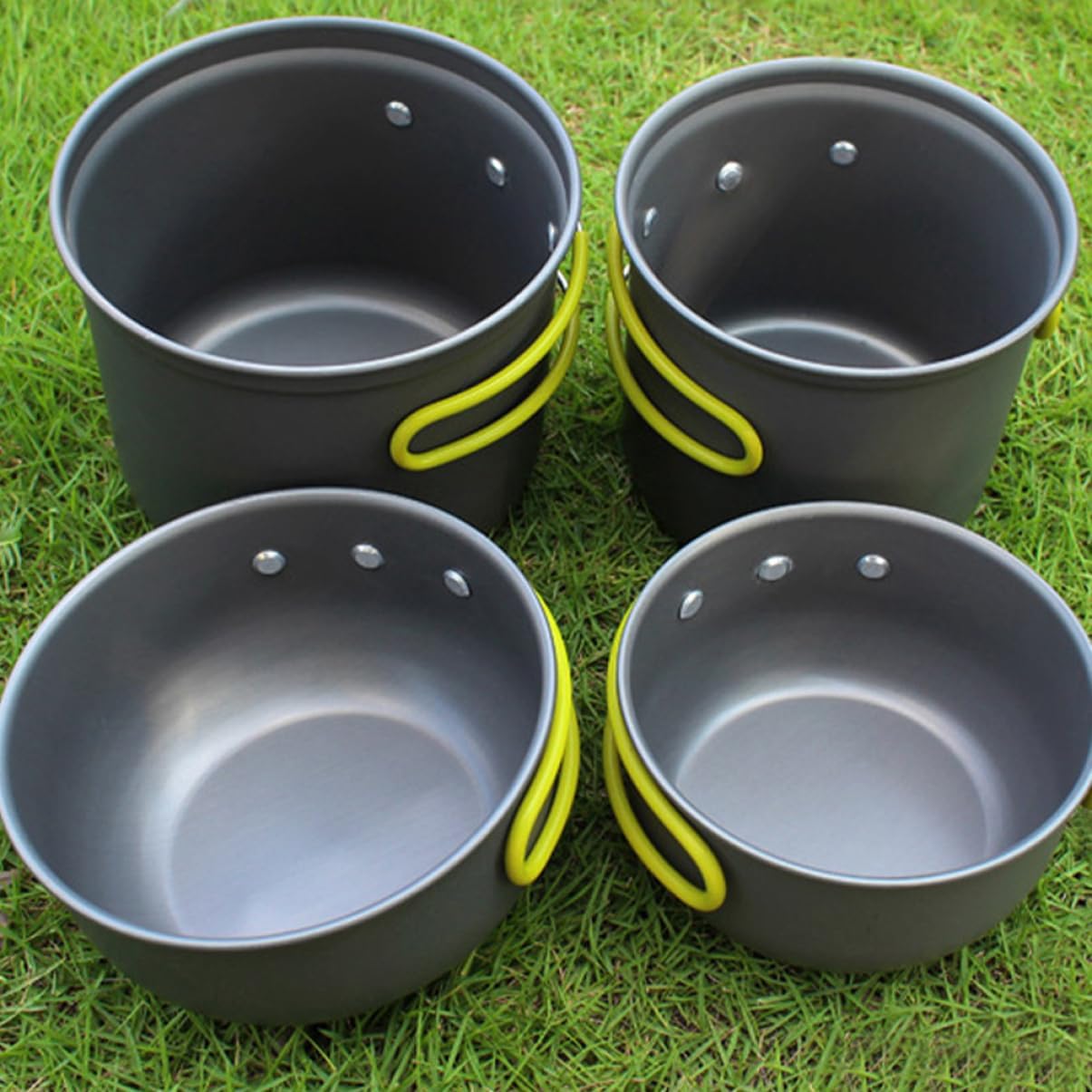 2-3 Person Camping Cooking Set Stainless Steel Camp Cookware Outdoor Cooking Kit Portable Aluminum Alloy Pots High Performance Safe for Outdoor Adventures