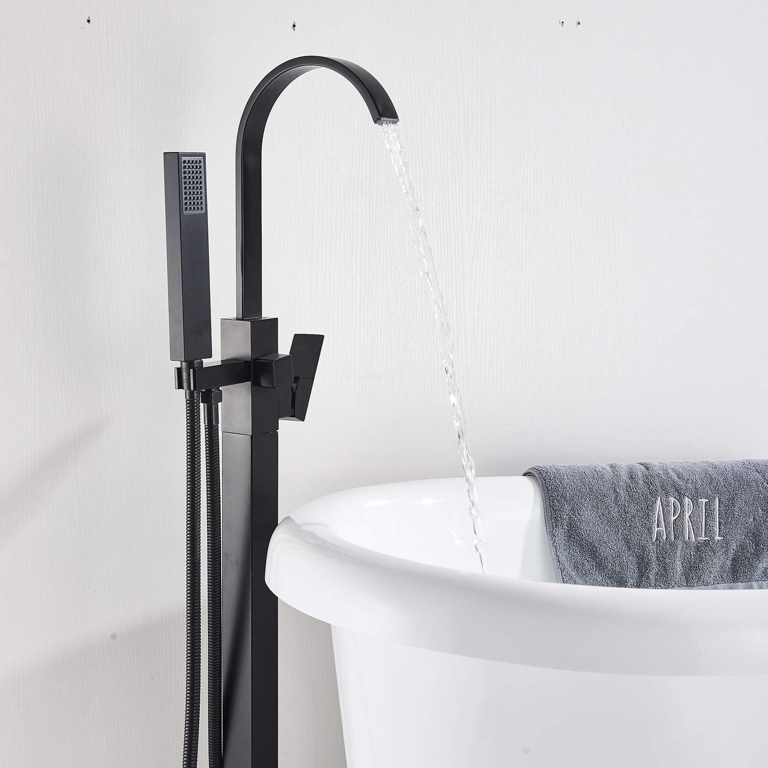 Tор Brаndѕ Rozin Freestanding Tub Faucet Bathtub Filler Black Floor Mounted Faucets Fillers with Hand Shower Bеѕt Cуbеr Dеаlѕ 🔥 Rozin Freestanding Tub Faucet Bathtub Filler Black Floor Mounted Faucets Fillers with Hand Shower
