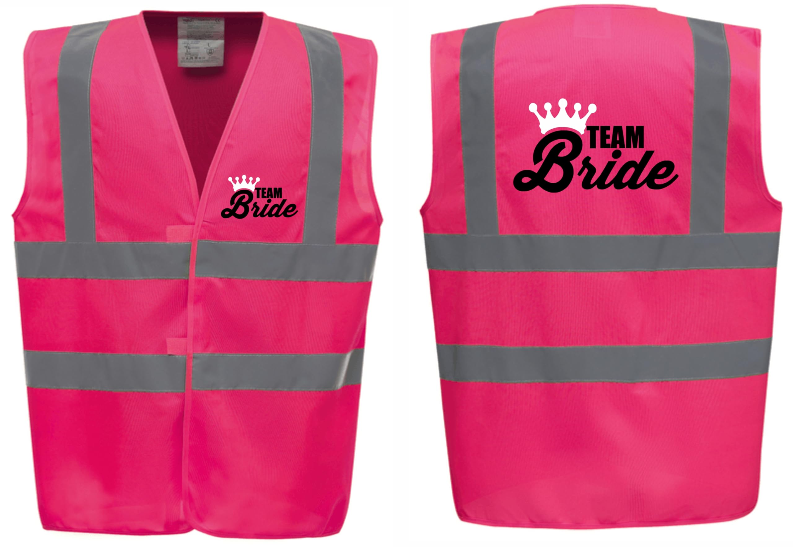 Team Bride! Pink Hi Vis Vest -Ideal For Hen Do & Hen Nights Party Or Wedding Small