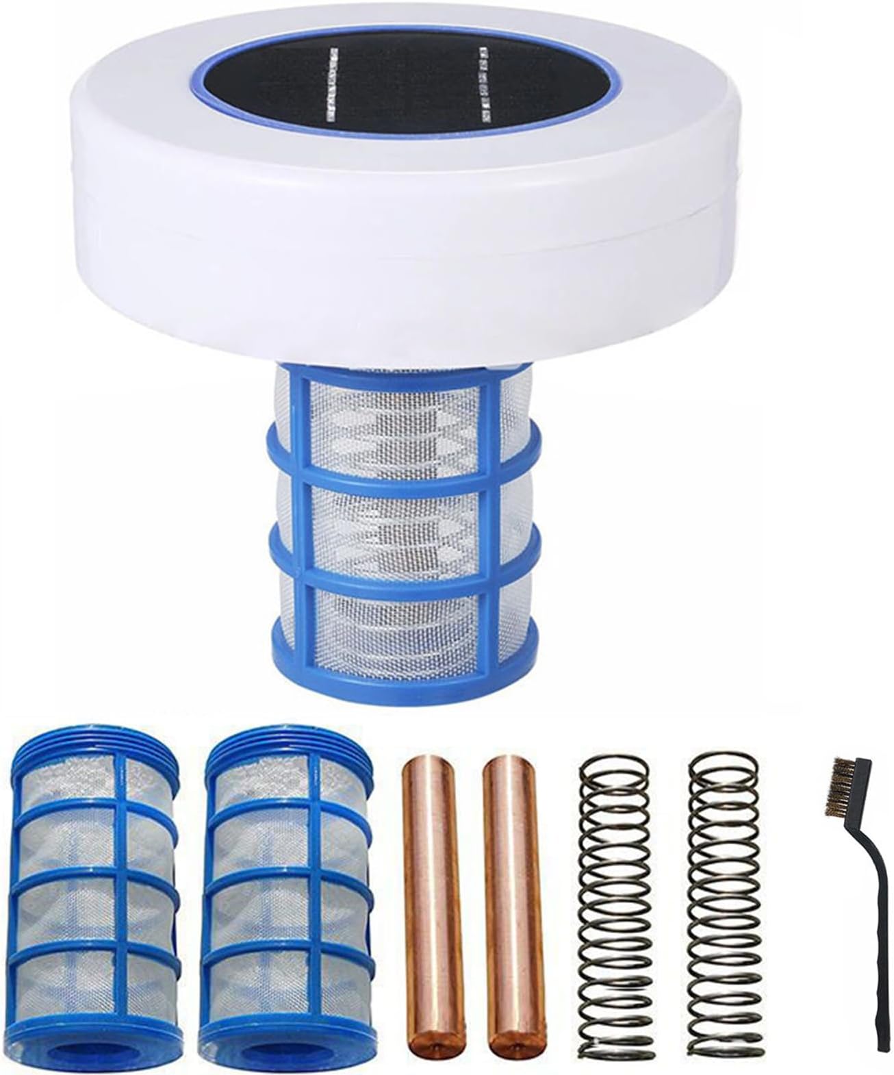 Solar Pool Ionizer Cleaner, Copper Silver Pool Purifier with 2 Accessories for Above Ground Swimming Spa Hot Tub