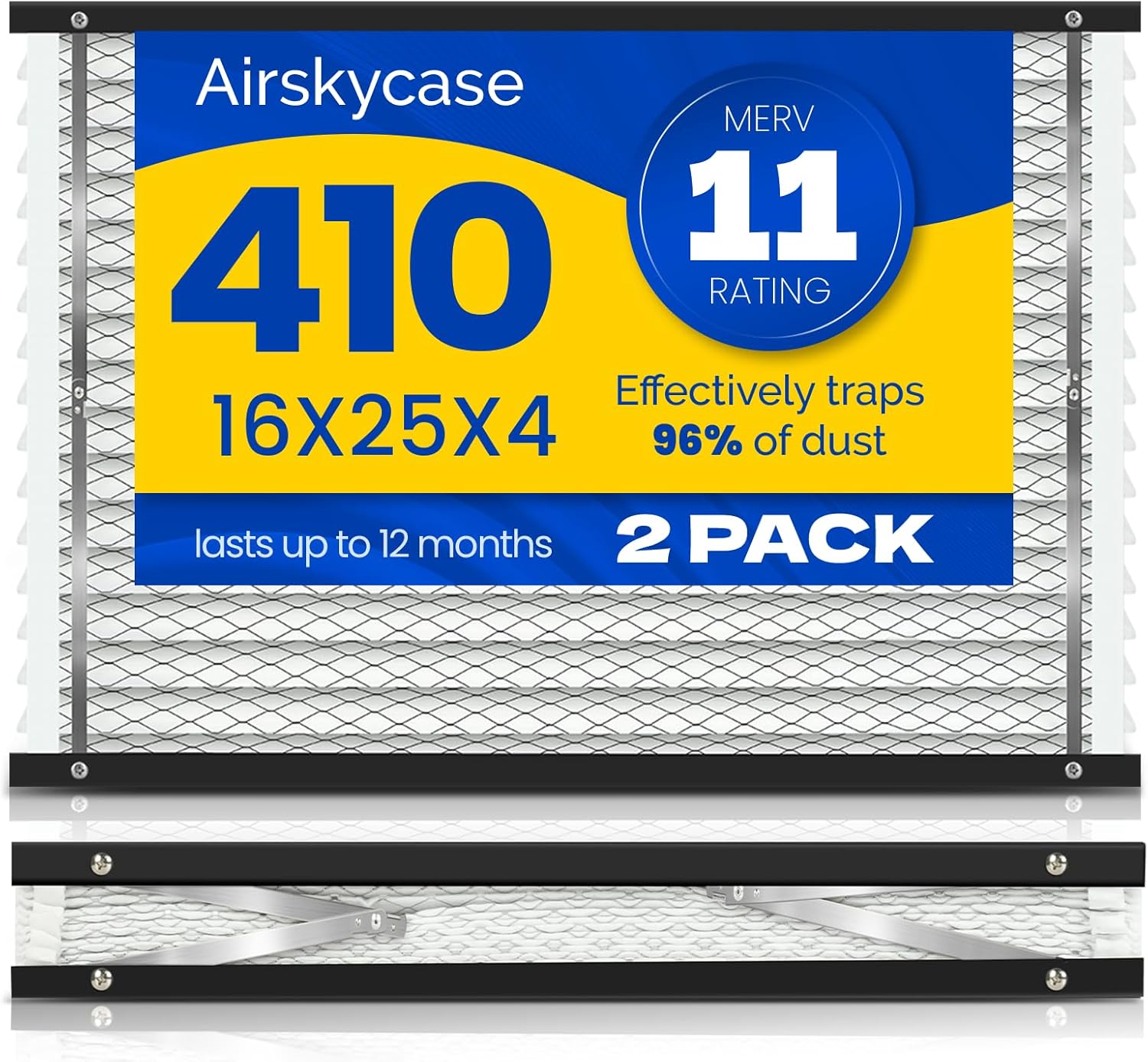 2-Pack 410 Replacement Filter Compatible with AprilAire Whole House Air Purifiers Models 1410, 1610, 2410, 2416, 3410, 4400, MERV 11 Air Purifiers, Size:16x25x4(Actual size:16.69x27.8x4.02in)