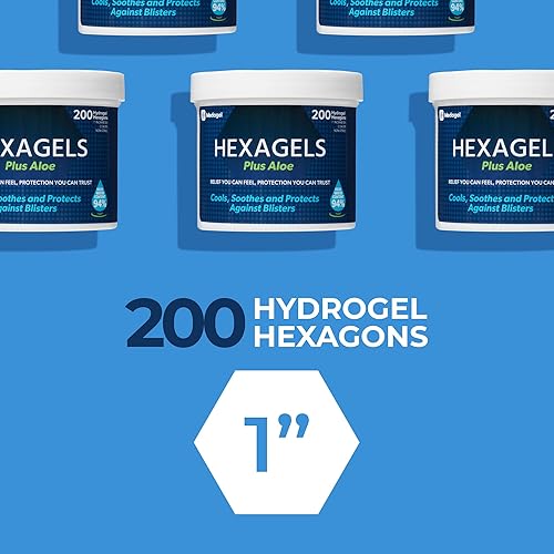 Vista 5 de Hexagels Plus Aloe Vera - Almohadillas de hidrogel curativas avanzadas para prevención de ampollas y cuidado calmante de quemaduras, protección