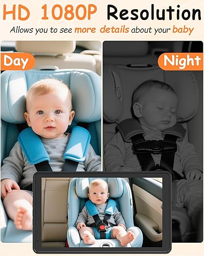 Miniatura 3 de Cámara de Coche para Bebé Rohent de 7.2 Pulgadas: Cámara Trasera para Asiento Trasero Infantil de 1080P HD con Visión Nocturna, Rotación de 360°