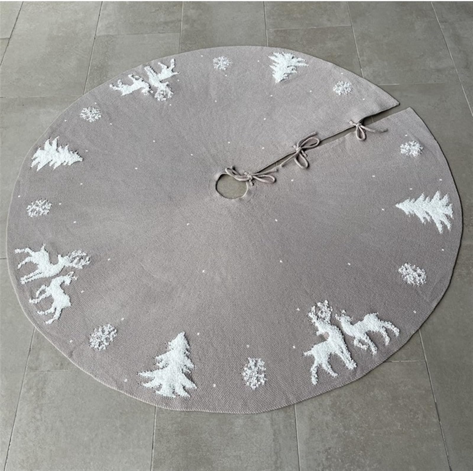 Tapis Sapin de Noel Jupe d'arbre De Noël Tricotée De 48 Pouces, Luxe pour Les Décorations De Maison De Fête De Vacances De Noël Vacances Rustiques Tapis(B)