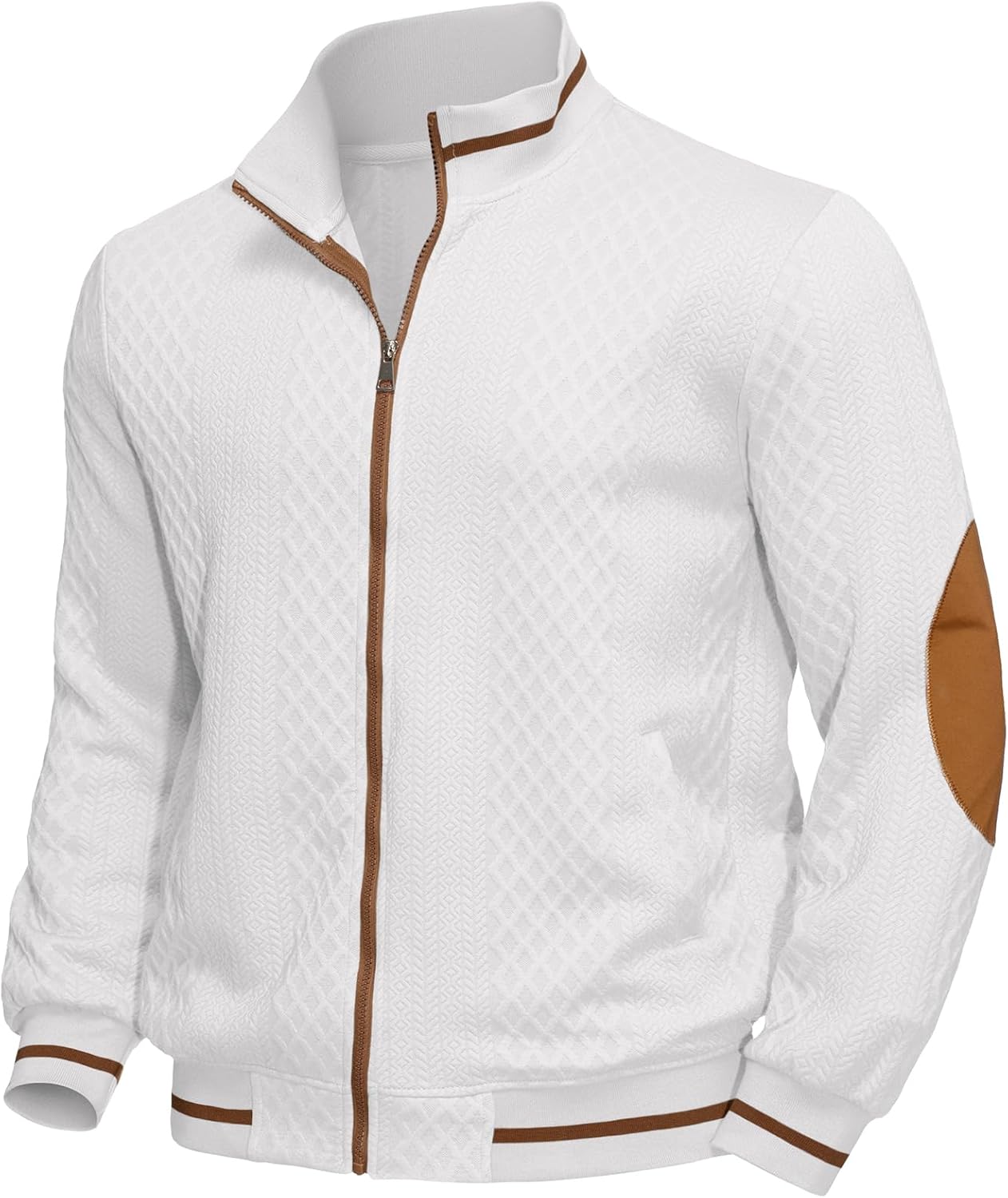 Riskrole Men's Lightweight Jacket jacquard Full Zip Stand Collar Casual Stylish Bomber Jacket Varsity Coat