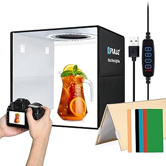 PULUZ Foldable Photo Studio Light Box 30x30x30cm Portable Mini Shooting Tent Kit with LED Ring Light, CRI97, 6 Color Backdrops & Dimmable Lighting for Jewelry, Product Photography, Online Sellers