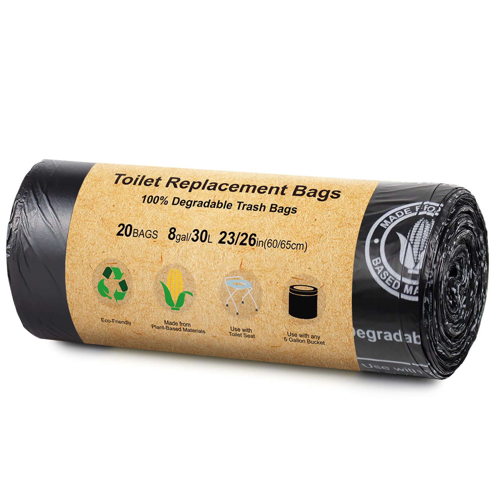 BLIKA Portable Toilet Bags for Camping, 20 Count Toilet Replacement Bags, 8 Gallon, 30 Liter, Heavy Duty 1 Mil, Camping Toilet Bags for Travel, Toilet