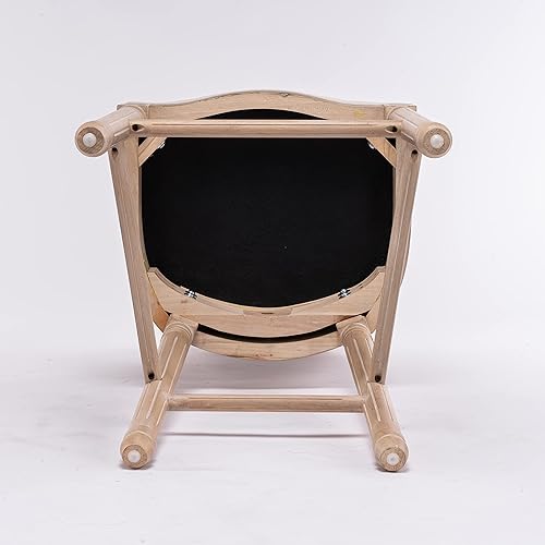 Miniatura 8 de French Style Solid Wood Frame Linen Fabric Rattan Back Dining Chairs, Table & Chair Sets, Set of 2 for Dining Room, Kitchen, Living Room, Bedroom