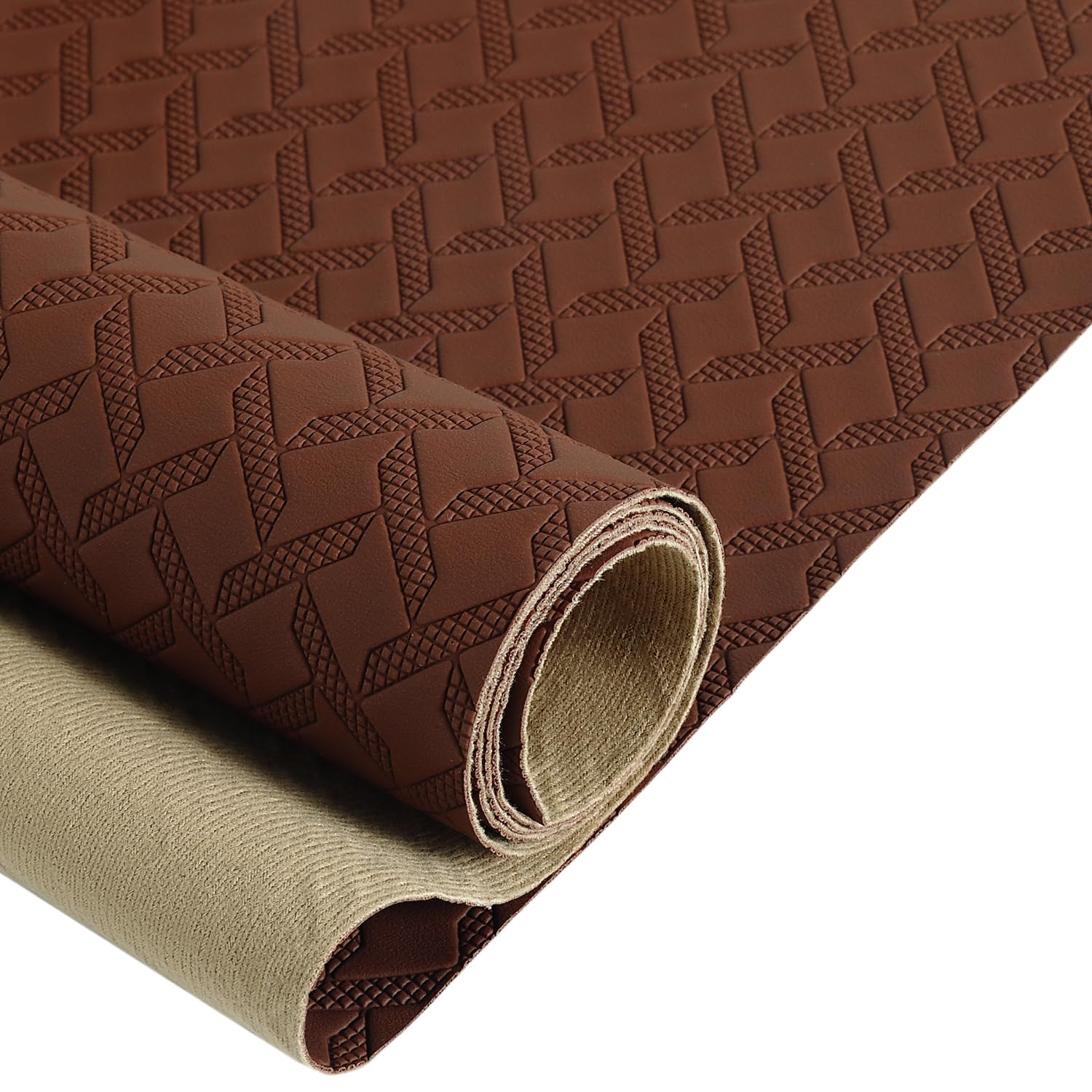 Marine Vinyl Fabric, Upholstery Faux Leather, 1.0mm Thickness, 61" Width (59" Usable), Perfect for Cars, Outdoor Yachts, and Home Furniture(Brown,Pre-Cut 36"x61")