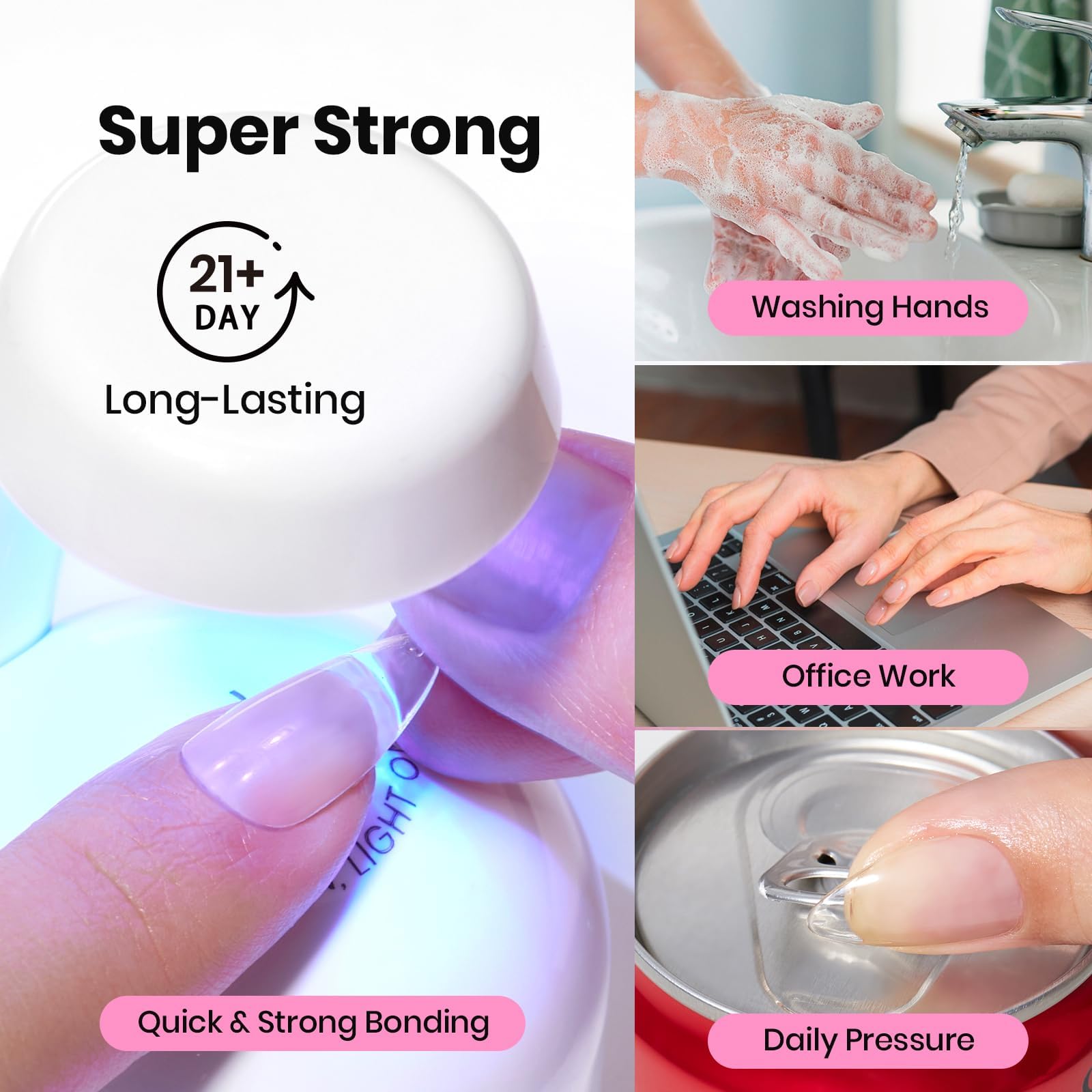 Beetles Gel Nail Extension Kit Almond Shape, Easy 9 in 1 Glue Uv Led Set Etch X Nail Tips Short Almond Half Matte Tips, Gift for Women & Girls, 504 pcs