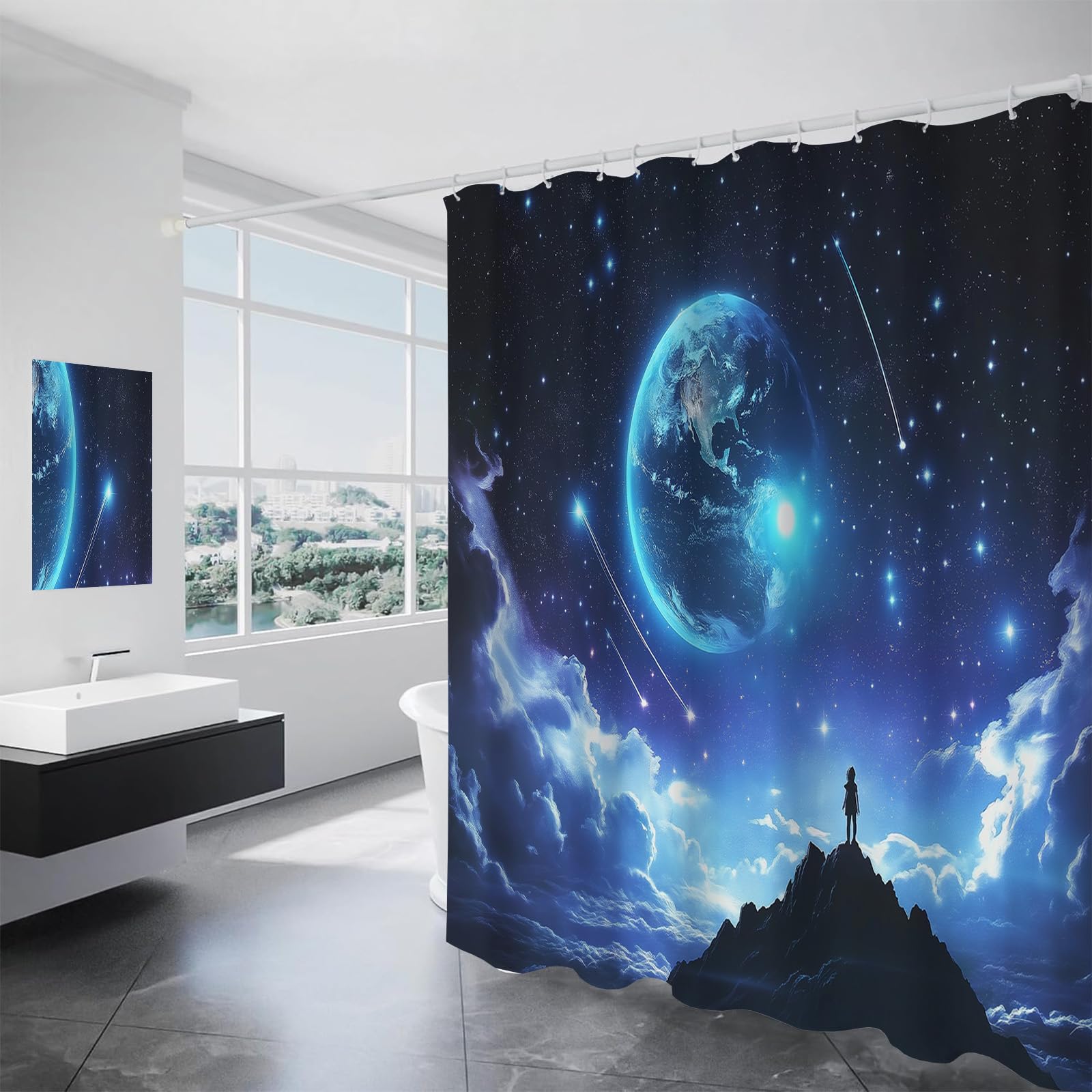 Rideau douche anti moisissure 150x180 cm imperméable pour baignoire