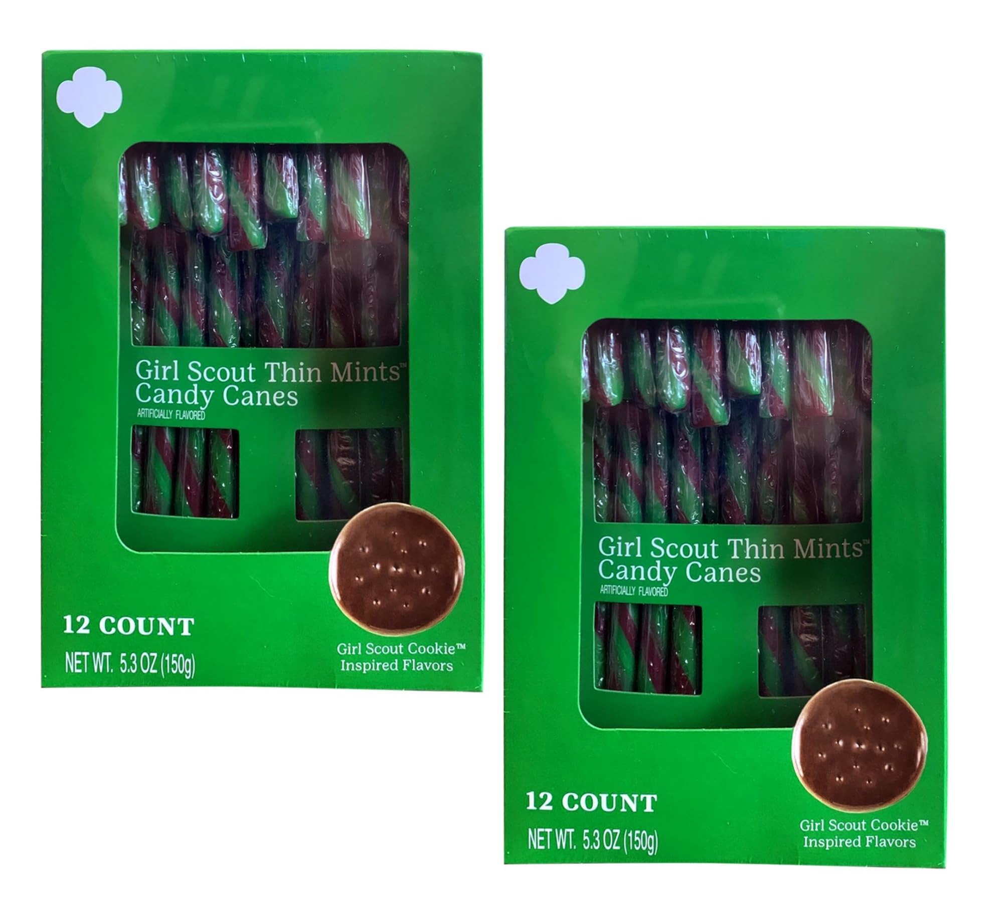 Smiling SweetsScouts Candy Canes, Candy Canes that Taste Like the Classic Thin Mint Cookie, Fun for the Whole Family, Stock up for the Holidays (Pack of 2-12) Per Box