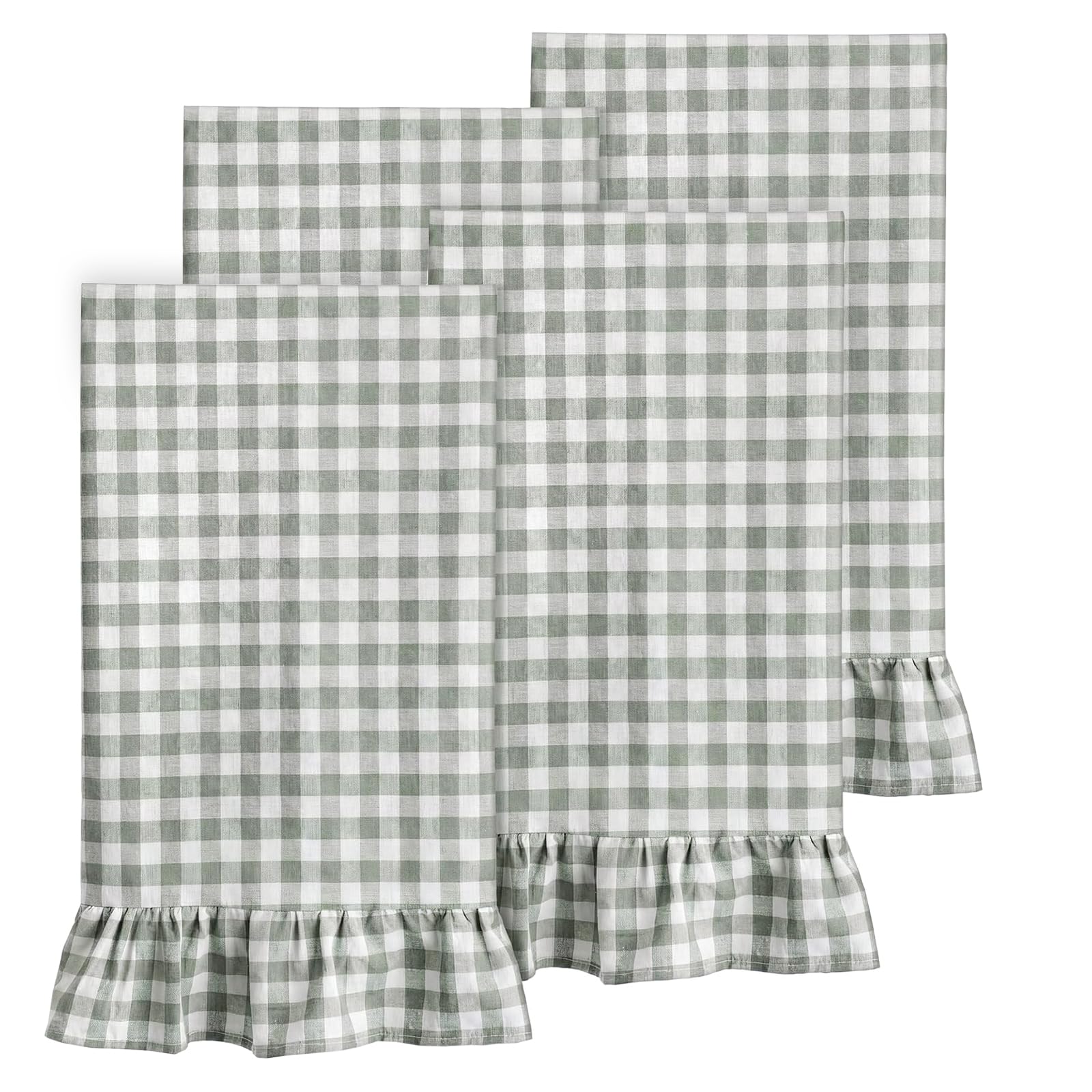 Ruffled Gingham Dish Towels (Set of 4)