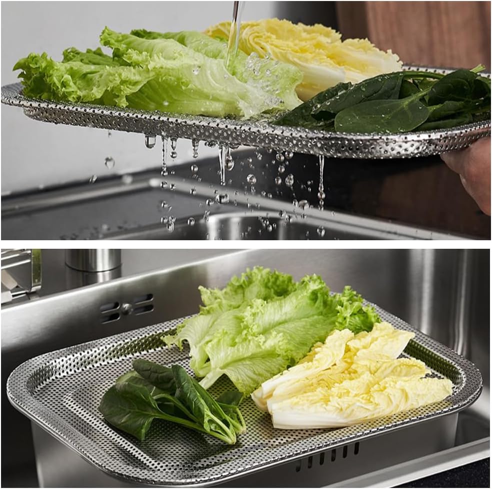 Stainless Steel washing up Bowl with perforated lid 10L, Large, Silver