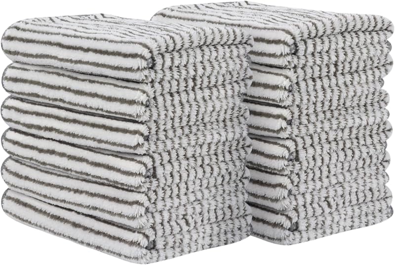 Panos faciais de microfibra SINLAND listrados, 30,48 cm x 30,48 cm, pacote com 12