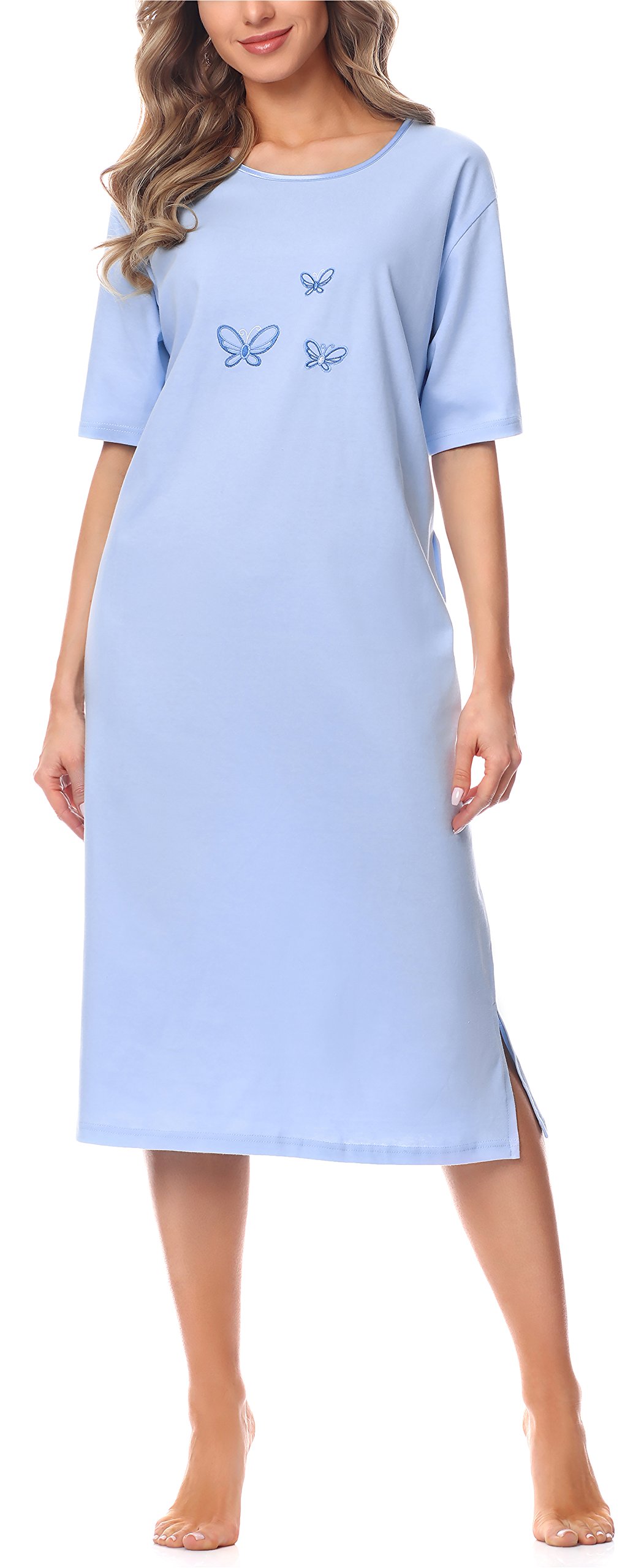 Merry Style Womens Short Sleeve Nightdress 91LW1 (Blue (Short Sleeve), XXXL)
