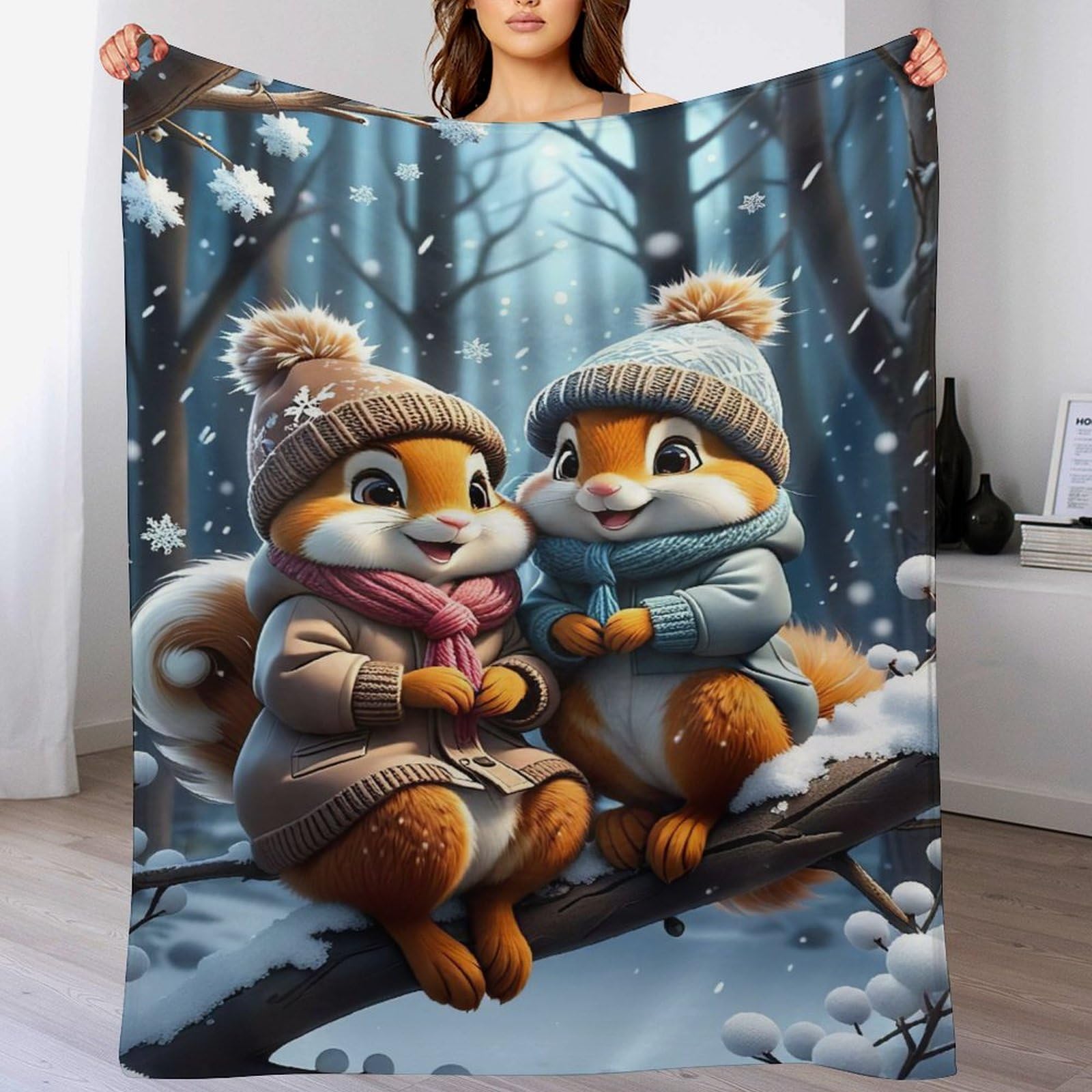 Couverture écureuil chaude contre le froid pour canapé-lit et fauteuil