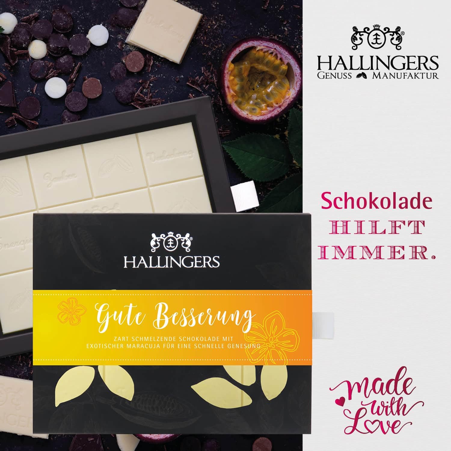 Hallingers Genuss Manufaktur Feinkost Geschenk-Set - XXL-Geschenkkorb "Gute Besserung" großer Genesungsgruß Bunte Nudeln, Tee, Pralien, Badezusatz, Nougat & mehr, Geschenkidee für Frauen Männer