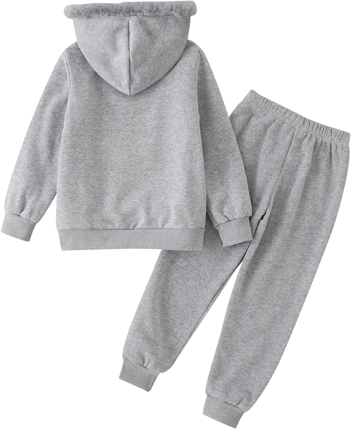 Girls Hoodie Zipper Sweatshirt Jogger Pants Set 2 Piece Tracksuit Soft Warm Winter Fall Clothes Set for Girls 3-12Years - Image 2