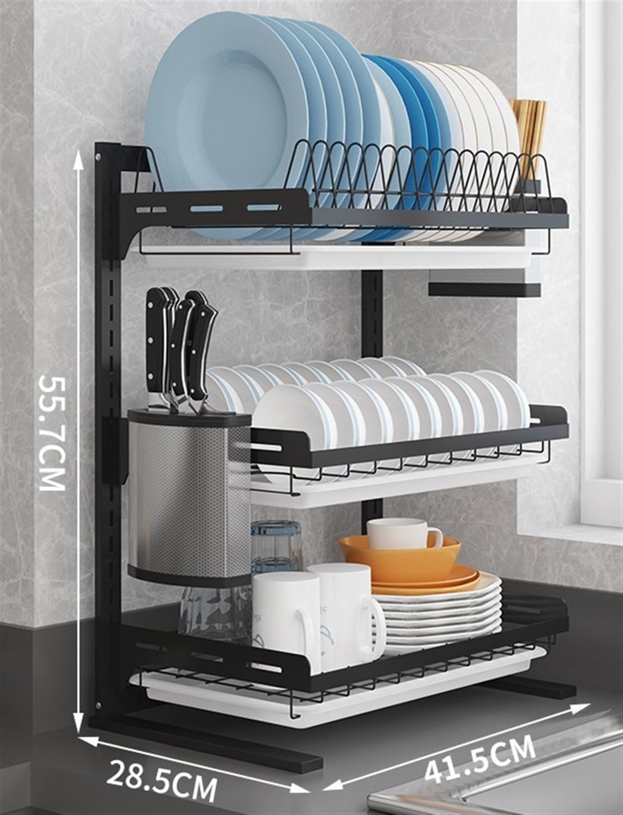 Escurreplatos Escurridor De Platos con Soporte para Utensilios Organización Cocina