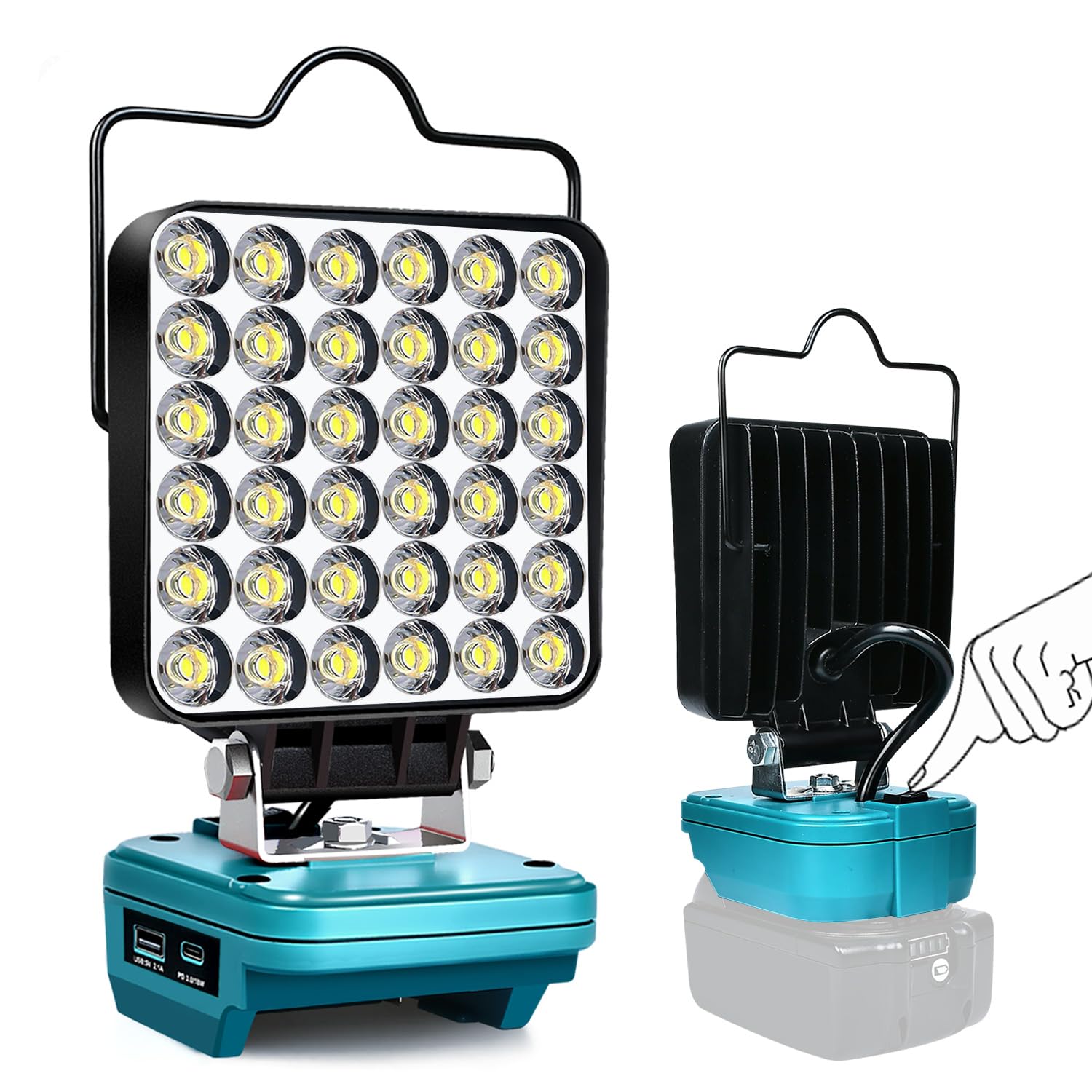 Fyjul Men's Green Cordless Led Work Light For Makita 14.4V/18V Lxt Battery, Flashlight Lamp Jobsite Tool For Makita, Portable Spotlight Flood Light For Repairing/Outdoor Camping/Fishing/Emergency(No Battery)