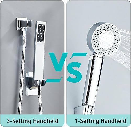 Miniatura 15 de Juego de grifo de ducha de 12 pulgadas, montaje en techo, sistema de ducha de lluvia de alta presión, combo de rociador de ducha de lluvia cuadrado