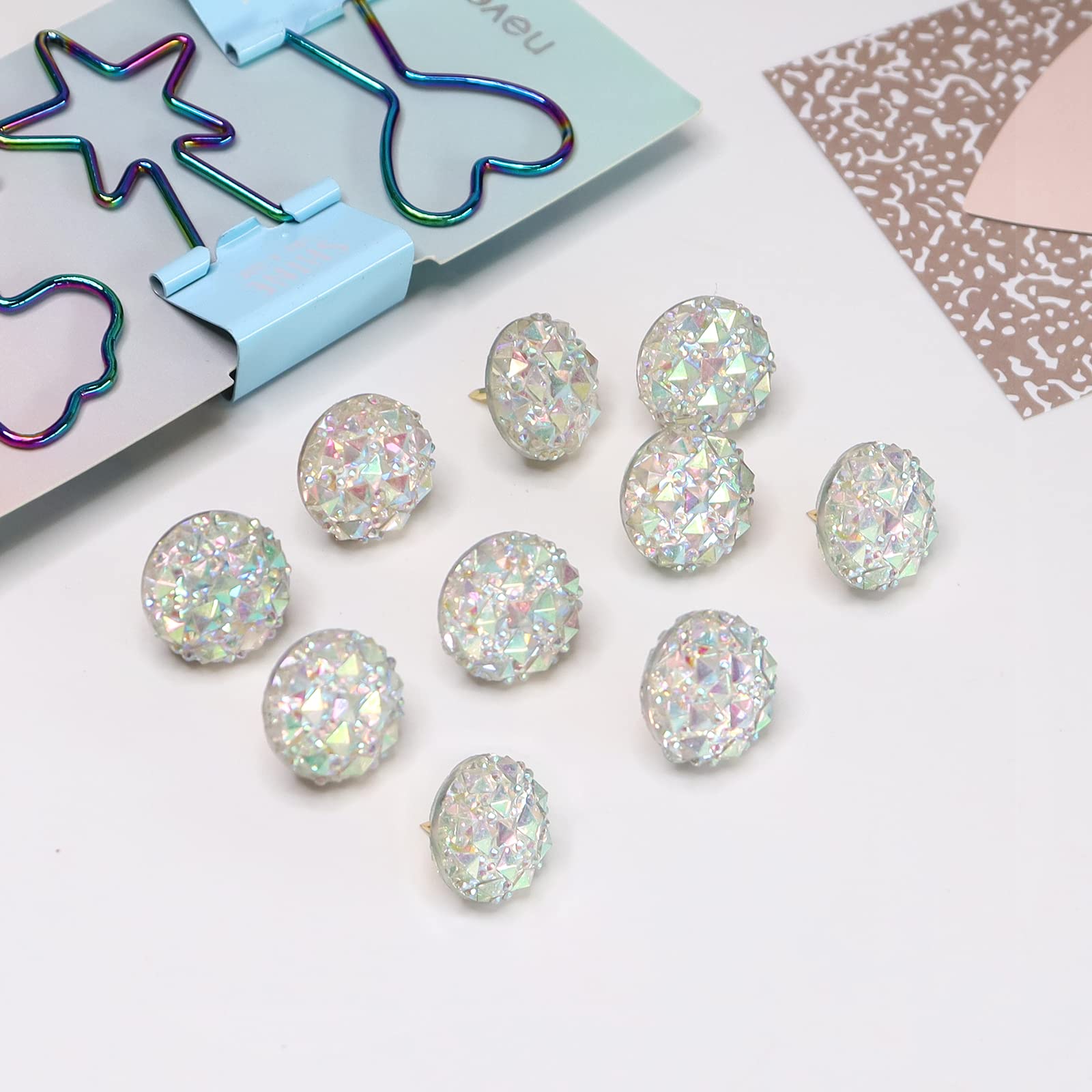 SunAngel 50 Stück Diamant-Pinnnadeln – Transparent, Glitzernd, Für Pinnwand & Korktafel, Dekorativ