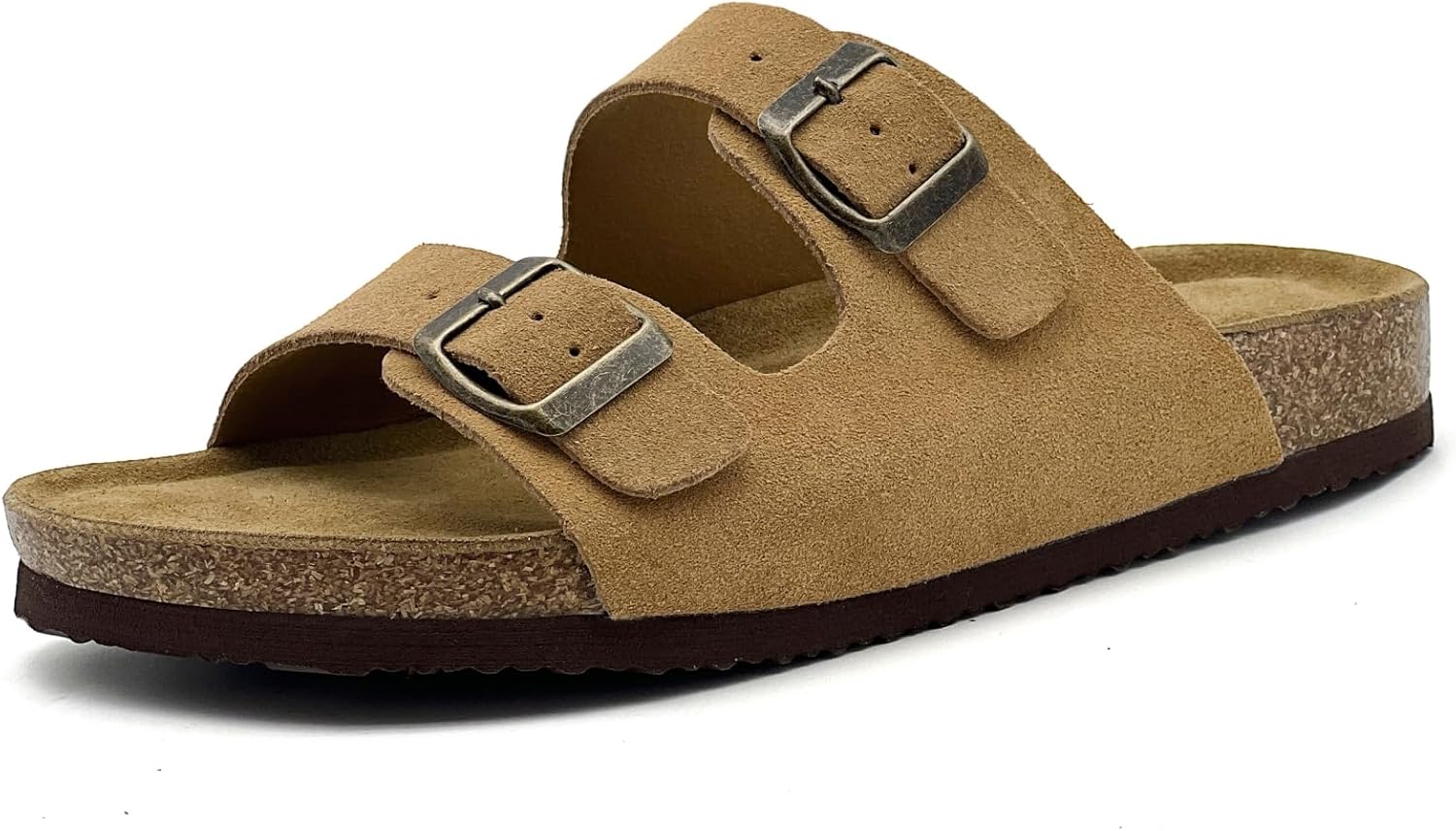 Unisex Two-Buckle Cork Footbed Slide Sandals - Orthotic Arch Support, Non-Slip Sole, All-Day Comfort for Daily Wear, Running Errands, Beach, Pool & Office Casual