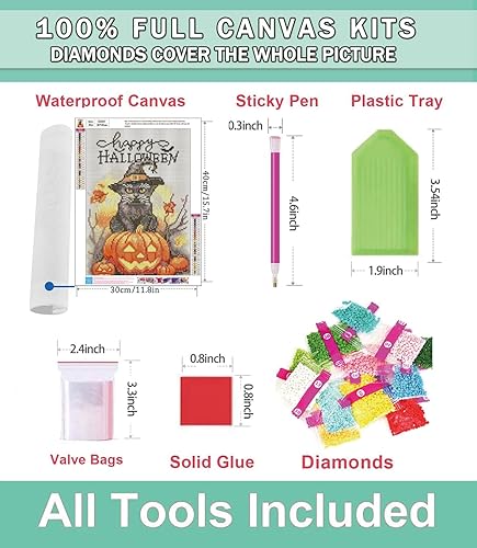 Miniatura 3 de Kits de pintura de diamantes de Halloween para adultos, kits de arte de diamantes para principiantes, con lienzo HD de diamantes de imitación de