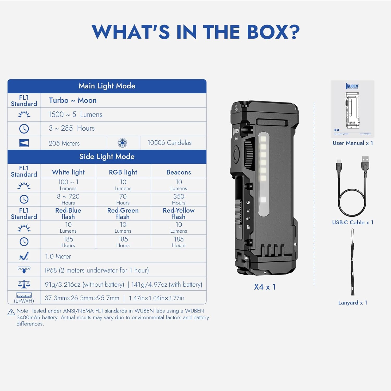 WUBEN X4 Package Contents