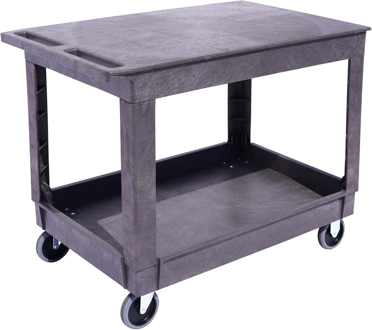 40" Large Utility Cart/Service cart/500 LB Capacity,2 Shelves,Built-in Handle for Easy Maneuvering, Rolling Tool Storage Cart for Garage (Gray, Flat Top)
