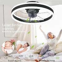 50 cm Mennyezeti Ventilátor Beépített Világítással – 60W LED Mennyezeti Lámpa Ventilátorral, 3 Színhőmérséklet, 6 Sebesség, Halk Ventilátoros Lámpa Nappaliba és Hálószobába 6