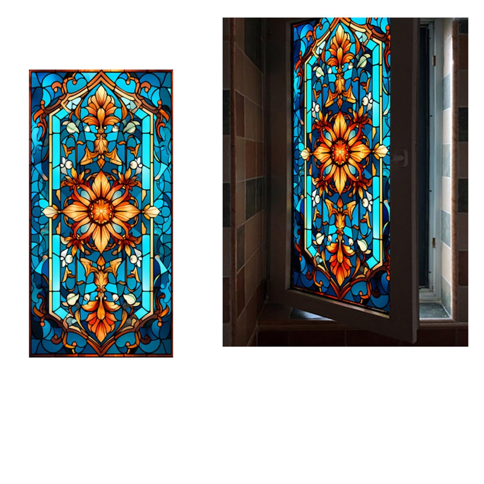 ヴィンテージステンドガラス Amazon｜窓ガラスフィルム ステンドグラスシール 教会 洋風